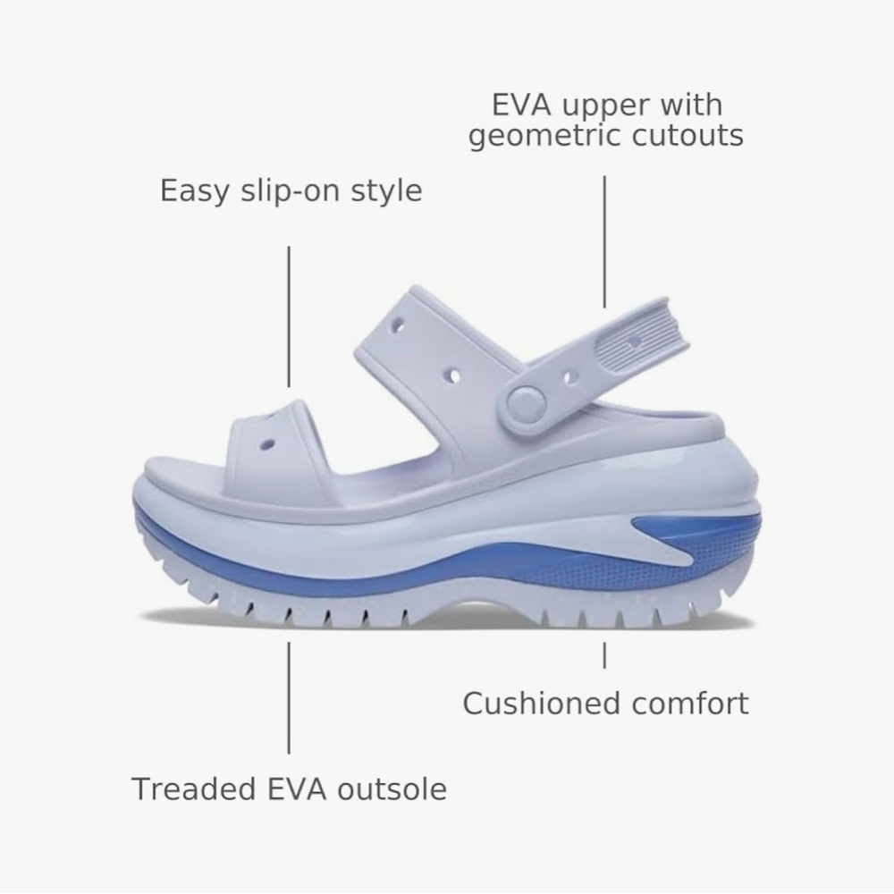 Mega crush platform Crocs sandals in blue size women 9 - Picture 6 of 9